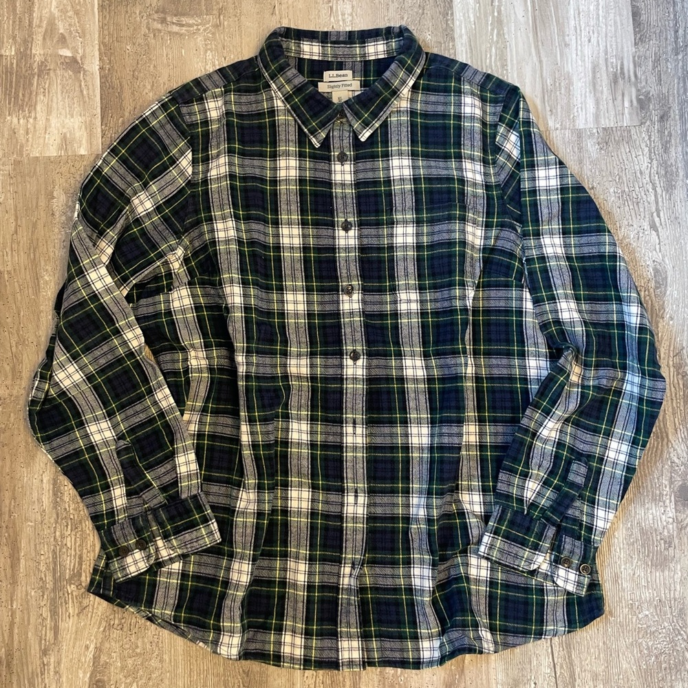 Woman’s green flannel